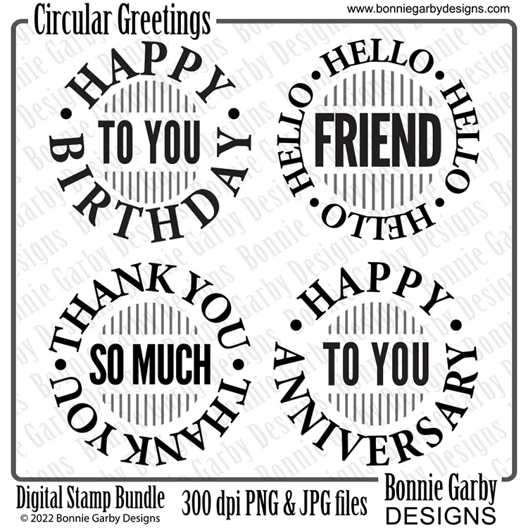 Circular Greetings Digital Stamp Set
